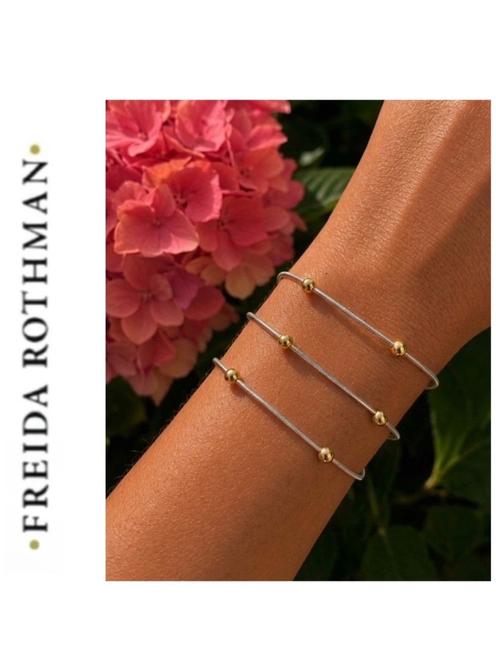 Freida Rothman (3) Vault 925 Sterling Silver Two-Tone Beaded Bracelets